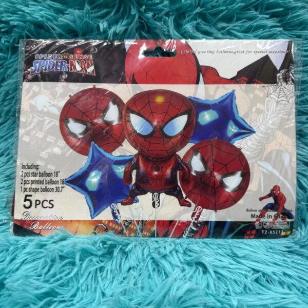 Spiderman Foil Balloons 5 pcs  Set MARVEL Themed Birthday Party Decoration - Image 2