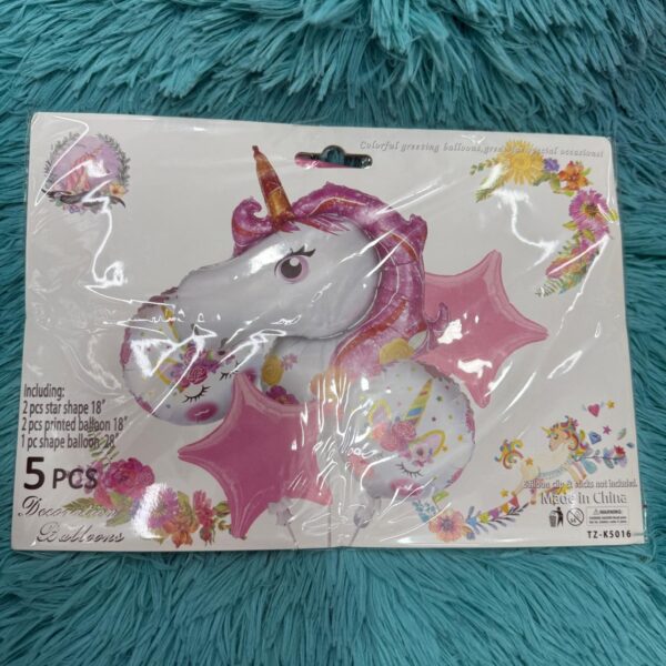 Cartoon Animal Head Aluminium Foil Balloons Set 5pcs Medium Unicorn Star  for Birthday Parties - Image 2