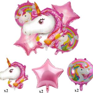 Cartoon Animal Head Aluminium Foil Balloons Set 5pcs Medium Unicorn Star  for Birthday Parties
