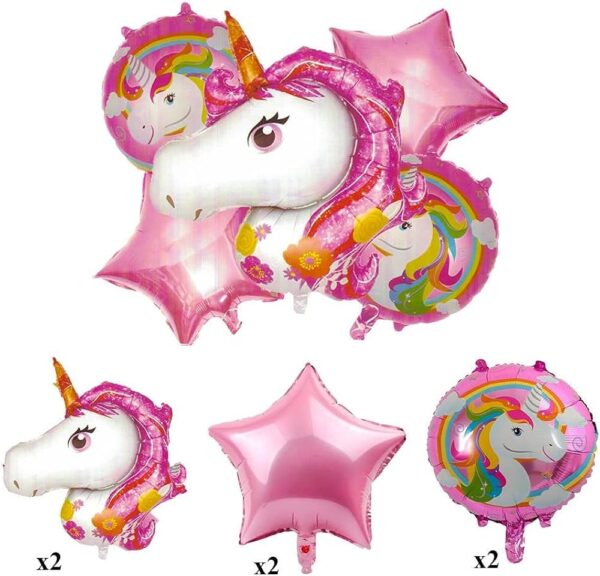 Cartoon Animal Head Aluminium Foil Balloons Set 5pcs Medium Unicorn Star  for Birthday Parties
