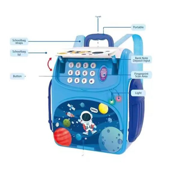 Electronic password Lock Fingerprint Plastic Backpack Digital Piggy Bank Coin Box ATM savings Money Bank For Kids - Image 2