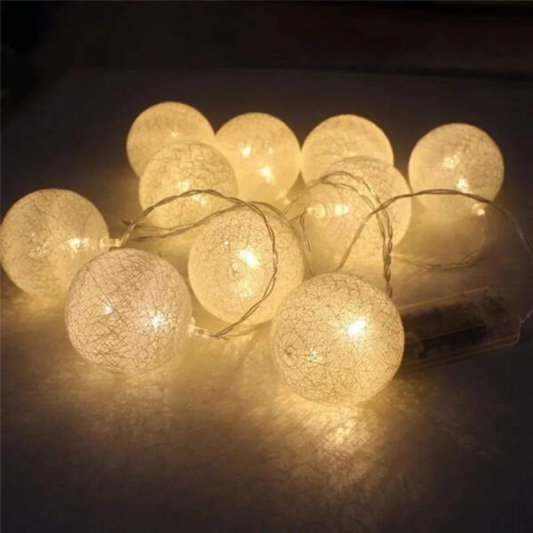 10 pcs Cotton ball LED Strings Light Fairy Decorative Light - Image 2