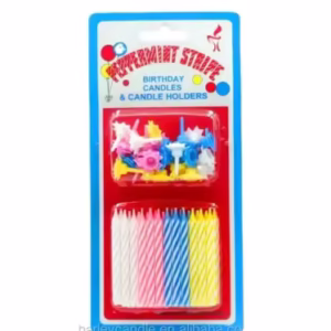 Colourful Spiral Birthday Candles with Holders